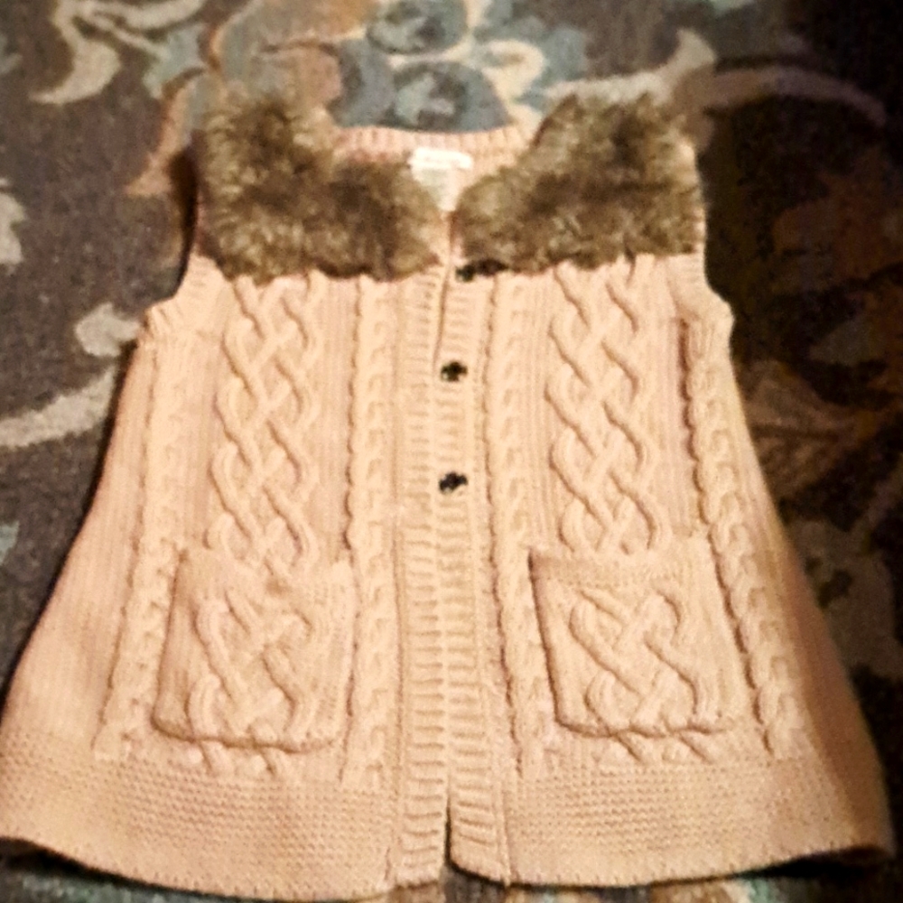 Pandemonium Cable Knit Faux Fur Vest